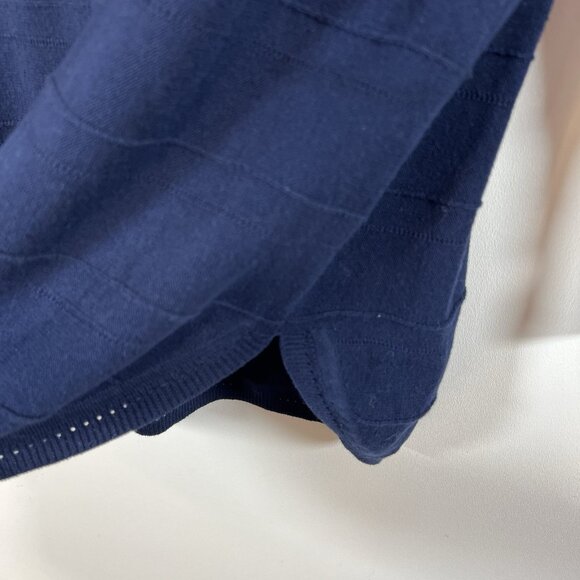 Lisa Todd Exposed Seam Tunic Sweater Crewneck Long‎ Tie Sleeve Cotton Navy Sz L - Picture 5 of 10